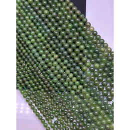 Каменные бусины, Нефрит, Россия, шарик гладкий, 9-9,5 мм, длина нити 19 см