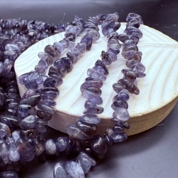 Каменные бусины, Иолит (Водяной Сапфир), крошка, фриформы, 8x5 мм, нить 78 см