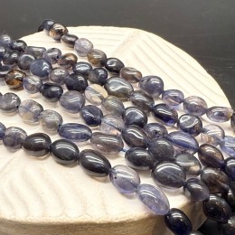 Каменные бусины, Иолит (Водяной Сапфир), фриформы, 6х8 мм, нить 38 см