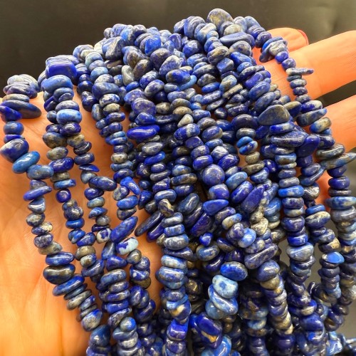 Каменные бусины, Лазурит, фриформы, 8х5 мм, длина нити 88 см