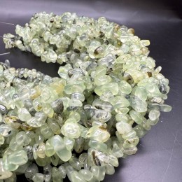 Каменные бусины, Пренит, крошка, фриформы, 5х8 мм, длина нити 78 см