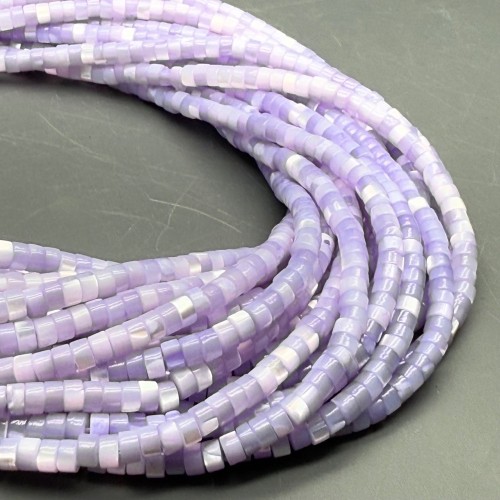 Каменные бусины, Перламутр сиреневый, тонированный, шайба, 4х2 мм, длина нити 38 см