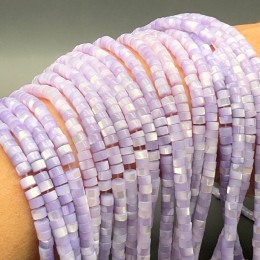 Каменные бусины, Перламутр сиреневый, тонированный, шайба, 4х2 мм, длина нити 38 см