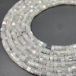 Каменные бусины, Перламутр светло-серый, тонированный, шайба, 4х2 мм, длина нити 38 см