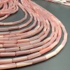 Каменные бусины, Перламутр розовый, тонированный, столбики (трубочки), 13х4 мм, длина нити 38 см