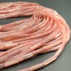 Каменные бусины, Перламутр розовый, тонированный, столбики (трубочки), 13х4 мм, длина нити 38 см