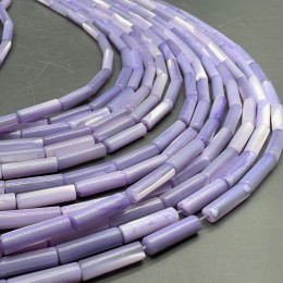 Каменные бусины, Перламутр сиреневый, тонированный, столбики (трубочки), 13х4 мм, длина нити 38 см