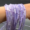 Каменные бусины, Перламутр сиреневый, тонированный, столбики (трубочки), 13х4 мм, длина нити 38 см