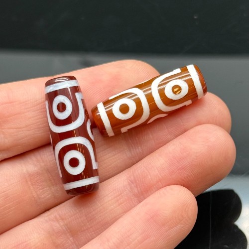 Бусина Дзи "549", из сердолика, 6 глаз, размер 30х10 мм, цена за 1 шт