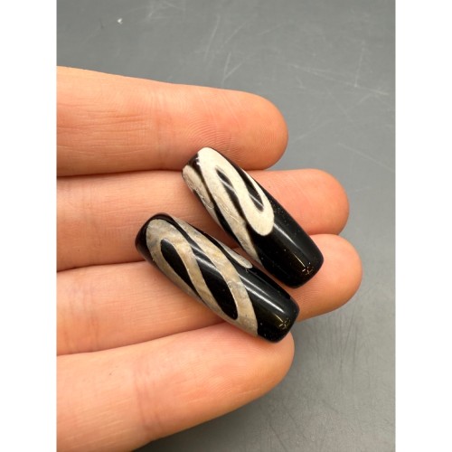 Бусина Дзи "550", агат, Змея, размер 30х10 мм, цена за 1 шт