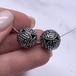 Бусина, тайское серебро, размер 13,5 мм, цена за 1 шт.