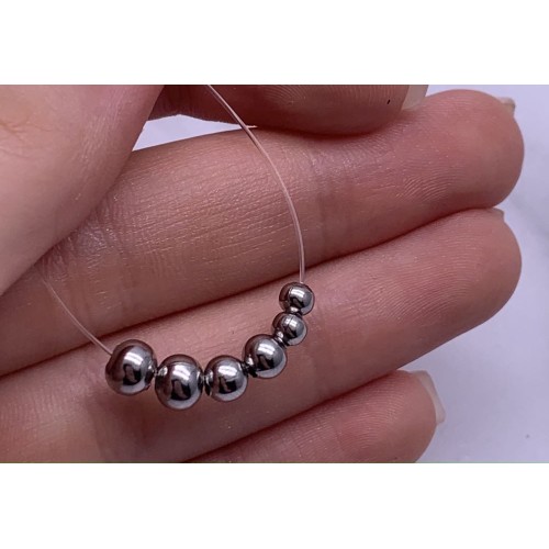 Бусина гладкая, разделитель, нержавеющая сталь, шарик 5 мм, цена за упаковку (30 шт)