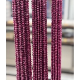 Каменные бусины, Рубин (Корунд), шарик, огранка, 2-2,5 мм, длина нити 38 см