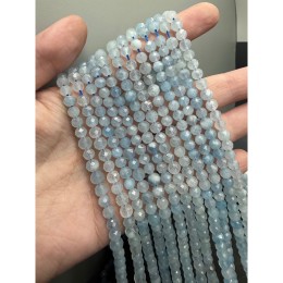 Каменные бусины, Аквамарин, Голубой берилл, люкс, шарик огранка, 5,5-6 мм, длина нити 38 см