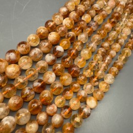 Каменные бусины, Цитрин, шарик гладкий, 10-10,5 мм, длина нити 19 см
