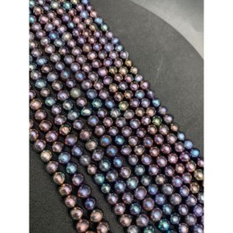 Каменные бусины, Жемчуг, темный павлин, шарик гладкий, 6-7 мм, длина нити 36 см