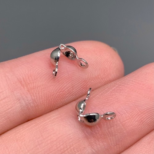 Каллоты, скуфейки, люкс, качество ААА, латунь родий, 4 мм, цена за 100 шт