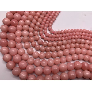 Каменные бусины, Тальк розовый, (Стеатит, мыльный камень), шарик, гладкий, 11,5 мм, длина нити 38 см