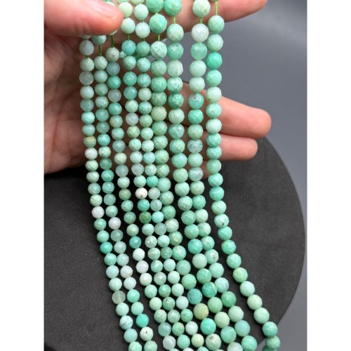 Каменные бусины, Хризопраз, экстра качество, люкс, шарик огранка, 7,5-7,8 мм, длина нити 19 см