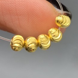 Бусина, рифлёная, разделитель, модель SS 925, покрытие позолота, шарик 4 мм, цена за 5 шт.