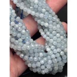 Каменные бусины, Аквамарин, Голубой берилл, шарик огранка, 4 мм, длина нити 38 см