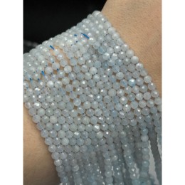 Каменные бусины, Аквамарин, Голубой берилл, шарик огранка, 4 мм, длина нити 38 см