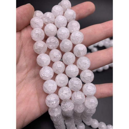 Каменные бусины, "Сахарный" Кварц, прессованный, шарик гладкий, 12 мм, длина нити 38 см