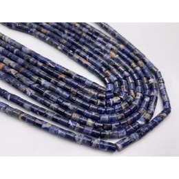 Каменные бусины, Лазурит, трубочки, 3,5х3,5 мм, длина нити 38 см