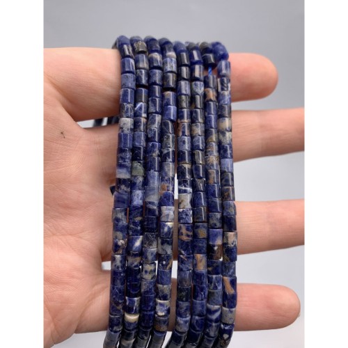 Каменные бусины, Лазурит, трубочки, 3,5х3,5 мм, длина нити 38 см