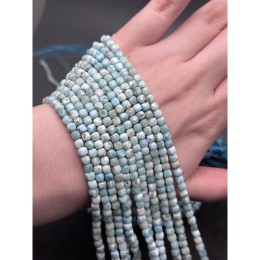 Каменные бусины, Ларимар, люкс, кубик огранка, 4х4 мм, длина нити 39 см