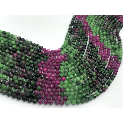 Каменные бусины, Рубицоизит, люкс, подобранный, шарик огранка, 4 мм, длина нити 38 см