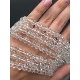 Каменные бусины, Горный Хрусталь, огранка, рондель, 8х6 мм, длина нити 37 см
