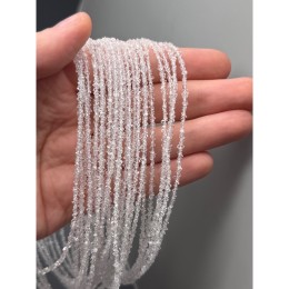 Каменные бусины, "Херкимерский алмаз", (Двухвершинный кристалл горного хрусталя), люкс, размер 2,5х1,5 мм, длина нити 39 см