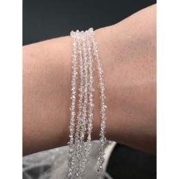 Каменные бусины, "Херкимерский алмаз", (Двухвершинный кристалл горного хрусталя), люкс, размер 2,5х1,5 мм, длина нити 39 см