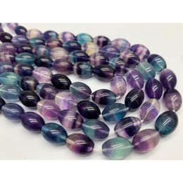 Каменные бусины, Флюорит полихромный, люкс, крупные бусины, бочонок, 14,5х10 мм, длина нити 19 см