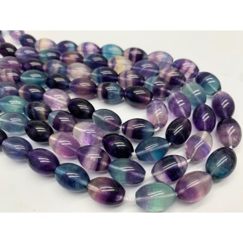 Каменные бусины, Флюорит полихромный, люкс, крупные бусины, бочонок, 14,5х10 мм, длина нити 19 см