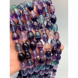 Каменные бусины, Флюорит полихромный, люкс, крупные бусины, бочонок, 14,5х10 мм, длина нити 19 см