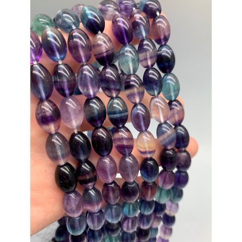 Каменные бусины, Флюорит полихромный, люкс, крупные бусины, бочонок, 14,5х10 мм, длина нити 19 см