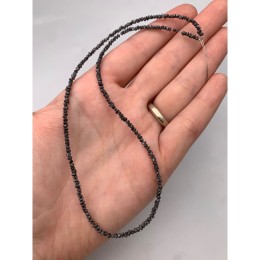 Каменные бусины, Алмаз черный, самородки, размер 2-3 мм, длина нити 38 см