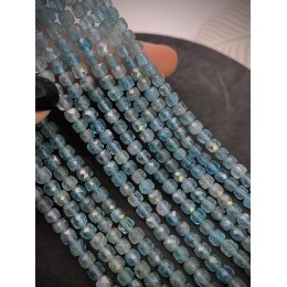 Каменные бусины, Апатит, прозрачный, кубик, огранка, 4х4 мм, длина нити 38 см