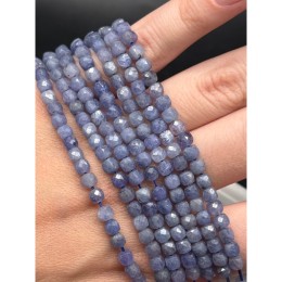 Каменные бусины, Танзанит, кубик огранка, 4х4 мм, длина нити 38 см