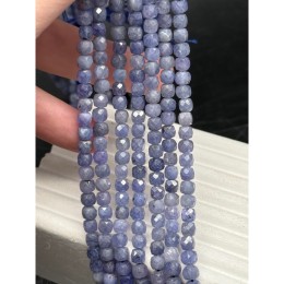 Каменные бусины, Танзанит, кубик огранка, 4х4 мм, длина нити 38 см