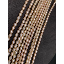 Каменные бусины, Жемчуг, бежевый, рис, 4,5-5 мм, длина нити 37-38 см