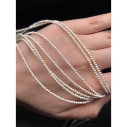 Каменные бусины, Жемчуг, белый, 5А, шарик гладкий, 2,5 мм, длина нити 39 см