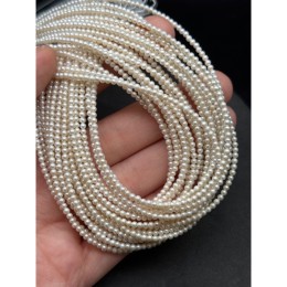 Каменные бусины, Жемчуг, белый, 5А, шарик гладкий, 2,5 мм, длина нити 39 см