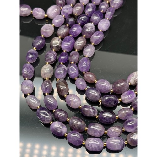 Каменные бусины, Аметист с полосками, шевронный, фриформы, размер ~13-17 мм, длина нити 39 см