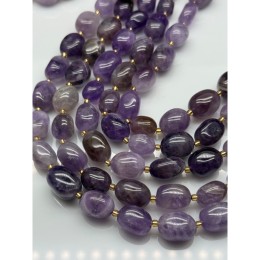 Каменные бусины, Аметист с полосками, шевронный, фриформы, размер ~13-17 мм, длина нити 39 см