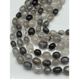 Каменные бусины, Турмалиновый Кварц, фриформы, размер ~11-15 мм, длина нити 39 см