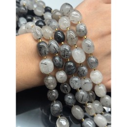 Каменные бусины, Турмалиновый Кварц, фриформы, размер ~11-15 мм, длина нити 39 см