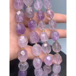 Каменные бусины, Аметист, лавандовый, огранка, фриформы, 15х12 мм, длина нити 38 см